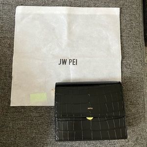 JW PEI Black Croc Mini Flap Crossbody bag